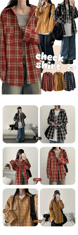 Wood Tartan Check Oversized Fit Shirt