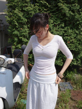 Glow lace Top -Pearl White