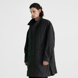 Poly Cotton RIB Double Placket Long-Jacket - GREY