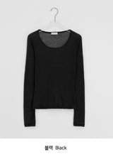 リカロカラーシースルーラウンドロングスリーブTシャツ