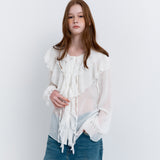 See-through Frill Blouse White