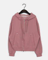 Heating Rivet Pocket Two Way Sweat Hoodie Zip-Up