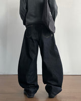 Button Curved Denim Pants