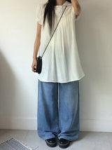 Deron Denim Washing Banding Snap Wide Pants