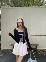 strap lace-up long-sleeved inner two-piece