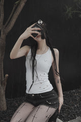 silent symbol eyelet sleeveless (white)
