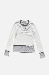 Angora button layered tee
