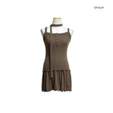 (4color) Wave Flare Sleeveless Tee (Tie Muffler Set)