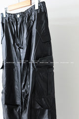 leather cargo string jogger wide pants