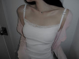 [MADE] Heart-Drop Lace & Cubic Heart Camisole