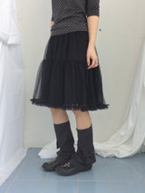Lace V-Shirring Dot Top