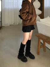 Suede fur hooded jumper (2 colors)