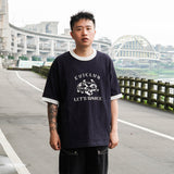 ディストレストバンブーコットンプリントTシャツ
