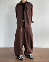 Brown Curved Denim Pants