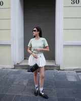 DVRK PRIVÉ BAR LOGO KNITTED CROPPED T-SHIRT - MINT