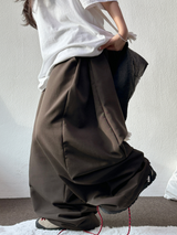 SLACKS 🥠 サイドスナップバルーンロングパンツ 🍰🤎🩶🖤4COLOR