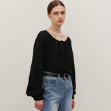 ストラップバルーンブラウス BLACK