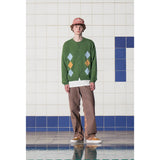 ARGYLE STRIPE CARDIGAN / GREEN