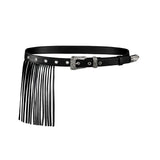Real Leather Tassel Belt [Black]