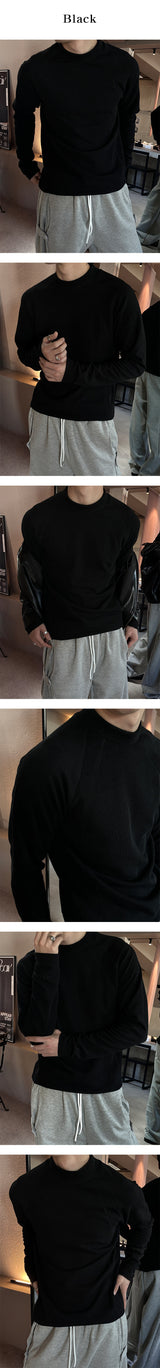 [MUSCLE FIT] Curved line half pola sleeves(3color)