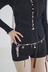 Heart keyring Silver Gold Chain Belt