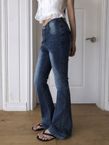Bev Flip Pocket Bootcut Washing Denim Pants