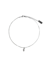 Snake chain] cubic cross ring necklace