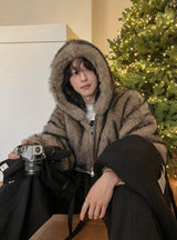 Kuro two way fur hoodie zip-up