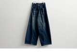 Ipp vintage washing round incision denim wide pants