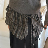 Jetso Layered Checkered Micro Mini Skirt Belt