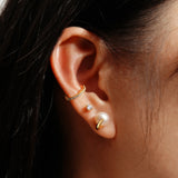 gold pearl claw stud 14k gold plating + 925 silver earrings E069-01G