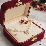 Adorable Ribbon Pearl Choker Necklace - Gold