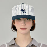 Leaf VZ Monogram Stripe Pillbox Cap / Navy