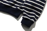 Striped Crop Hood Zipup (Navy)