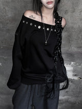 city eyelet off-shoulder mtm (fleece-lined / 4color)