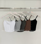 5 color button crop sleeveless