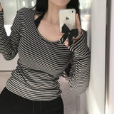 [BELLIDE MADE] Cookie, stripe finger hole T-shirt