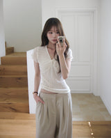 [ daily workwear ]　シャーリングベーシックリネンドレープトップ