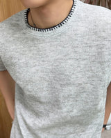 レトン ステッチ マッスル ニット ショートスリーブ Tシャツ