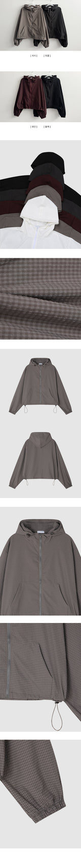 Rudy Mini Check High Neck String Hooded Jumper