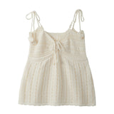 Blanc Crochet Ribbon Strap Knit