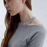 カットワークTシャツ メランジェグレー