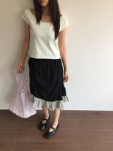 Le Shirring Curtain Midi Skirt (2color)