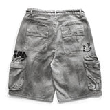 BBD Graffiti Logo Dirty Washing Cargo Shorts (Vintage Gray)