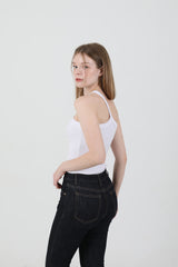 Unbalance Halter Neck Slit Sleeveless White