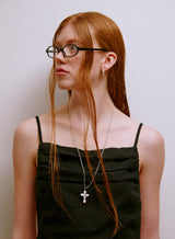 Cross Pearl Necklace (Silver)