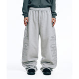 Stud Needle Work Sweat Pants - Grey