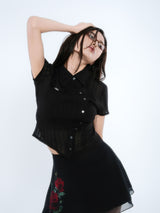 ASYMMETRIC STRIPE SHIRTS [BLACK]