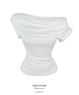 Jade Drape Off Shoulder Top (2color)