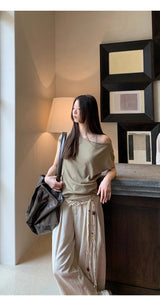 Khaki Collection オーバーサイズショルダー 半袖Tシャツ